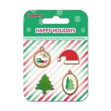 Elementy metalowe Scrap Berry's Happy Holidays, 4szt